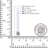 Flower Stud Earring 5.8mm Lab Created Opal Oxidized 925 Sterling Silver