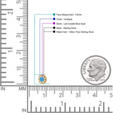 Flower Stud Earring 5.8mm Lab Created Opal Oxidized 925 Sterling Silver