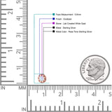 Flower Stud Earring 5.8mm Lab Created Opal Oxidized 925 Sterling Silver