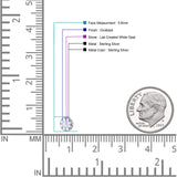 Flower Stud Earring 5.8mm Lab Created Opal Oxidized 925 Sterling Silver