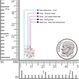 Flower Stud Earring 11mm Floral Lab Created Opal 925 Sterling Silver