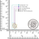 Flower Stud Earring 11mm Floral Lab Created Opal 925 Sterling Silver