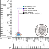 Marquise Halo Evil Eye Stud Earring Lab Created Opal 925 Sterling Silver