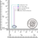 Marquise Halo Evil Eye Stud Earring Lab Created Opal 925 Sterling Silver