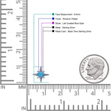 Minimalist 9.6mm Star Stud Earring Lab Created Opal 925 Sterling Silver