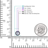 Minimalist 6.8mm Lab Created Opal Bali Stud Earring  925 Sterling Silver