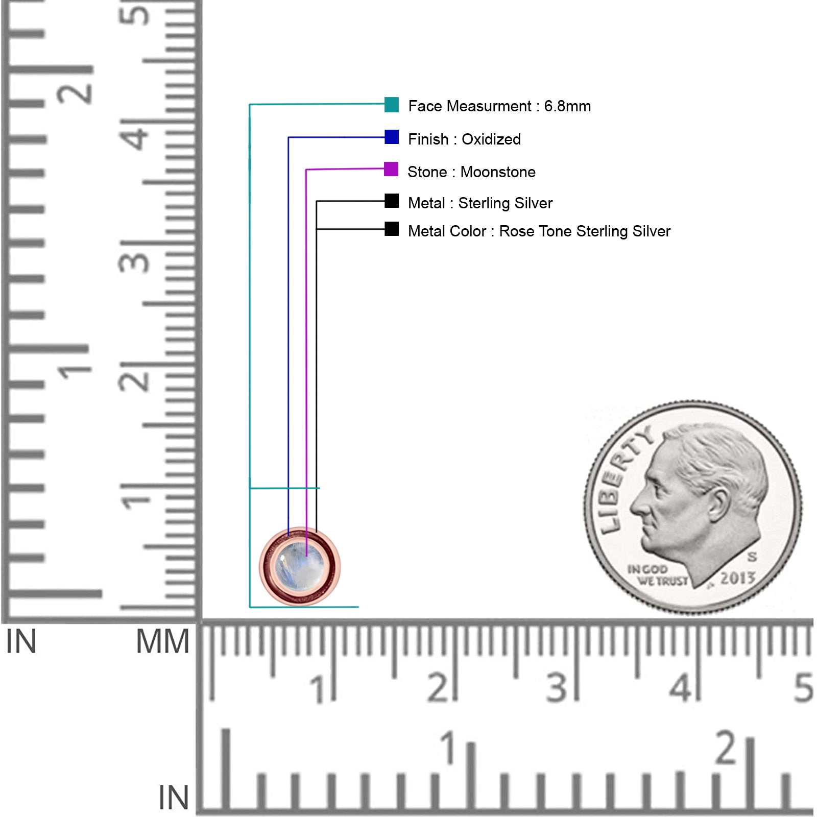 Minimalist 6.8mm Lab Created Opal Bali Stud Earring  925 Sterling Silver