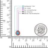 Floral Boho Stud Earring 7.4mm Oxidized Lab Created Opal 925 Sterling Silver