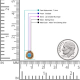 Floral Boho Stud Earring 7.4mm Oxidized Lab Created Opal 925 Sterling Silver