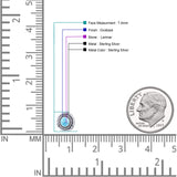 Floral Boho Stud Earring 7.4mm Oxidized Lab Created Opal 925 Sterling Silver