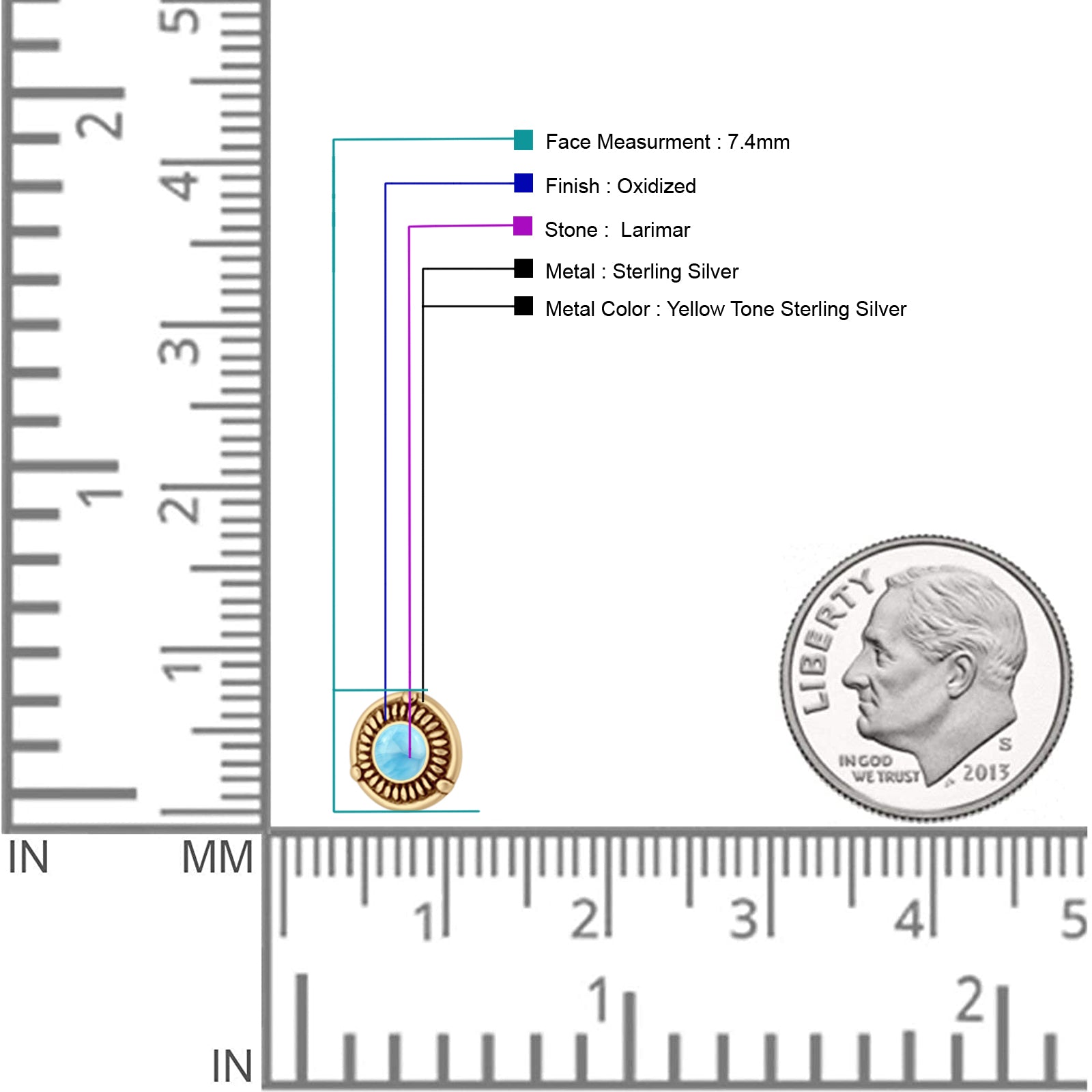 Floral Boho Stud Earring 7.4mm Oxidized Lab Created Opal 925 Sterling Silver