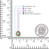 Floral Boho Stud Earring 7.4mm Oxidized Lab Created Opal 925 Sterling Silver