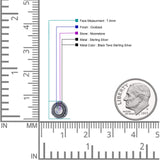 Floral Boho Stud Earring 7.4mm Oxidized Lab Created Opal 925 Sterling Silver