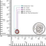 Floral Boho Stud Earring 7.4mm Oxidized Lab Created Opal 925 Sterling Silver