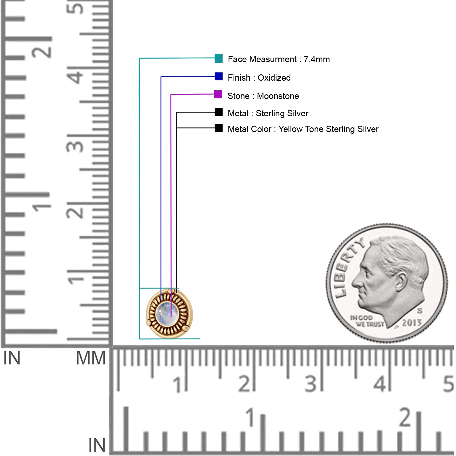 Floral Boho Stud Earring 7.4mm Oxidized Lab Created Opal 925 Sterling Silver