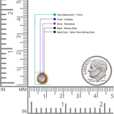 Floral Boho Stud Earring 7.4mm Oxidized Lab Created Opal 925 Sterling Silver