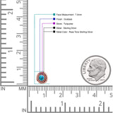 Floral Boho Stud Earring 7.4mm Oxidized Lab Created Opal 925 Sterling Silver