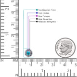 Floral Boho Stud Earring 7.4mm Oxidized Lab Created Opal 925 Sterling Silver