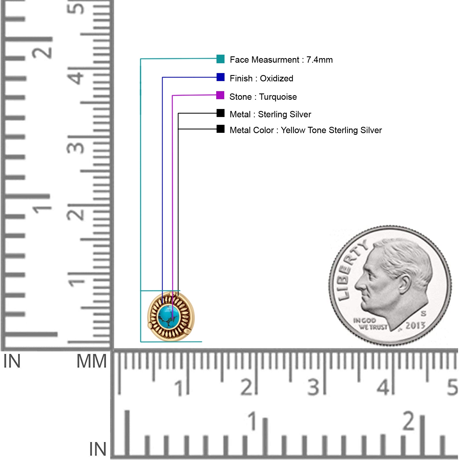 Floral Boho Stud Earring 7.4mm Oxidized Lab Created Opal 925 Sterling Silver