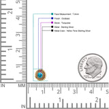 Floral Boho Stud Earring 7.4mm Oxidized Lab Created Opal 925 Sterling Silver