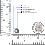 Floral Boho Stud Earring 7.4mm Oxidized Lab Created Opal 925 Sterling Silver