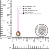 Floral Boho Stud Earring 7.4mm Oxidized Lab Created Opal 925 Sterling Silver