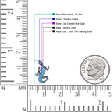 Lizard Stud Earring 13.7mm Lab Created Opal 925 Sterling Silver