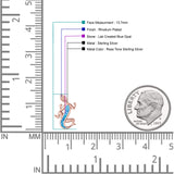 Lizard Stud Earring 13.7mm Lab Created Opal 925 Sterling Silver