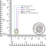 Oval Shaped Beaded Stud Earring 8mm Lab Created Opal 925 Sterling Silver