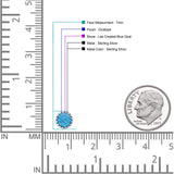 Half Ball Oxidized Round Stud Earring Lab Created Opal 925 Sterling Silver