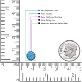 Half Ball Oxidized Round Stud Earring Lab Created Opal 925 Sterling Silver