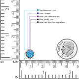 Half Ball Oxidized Round Stud Earring Lab Created Opal 925 Sterling Silver