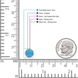 Half Ball Oxidized Round Stud Earring Lab Created Opal 925 Sterling Silver