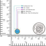 Half Ball Oxidized Round Stud Earring Lab Created Opal 925 Sterling Silver