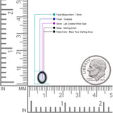 Oval Stud Earring 7.8mm Lab Created Opal Oxidized 925 Sterling Silver