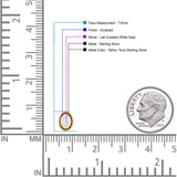 Oval Stud Earring 7.8mm Lab Created Opal Oxidized 925 Sterling Silver