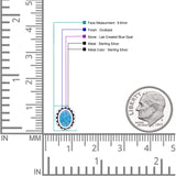 Oval 9.6mm Radiant Halo Stud Earring Lab Created Opal 925 Sterling Silver