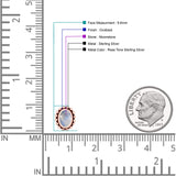 Oval 9.6mm Radiant Halo Stud Earring Lab Created Opal 925 Sterling Silver