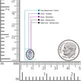 Oval 9.6mm Radiant Halo Stud Earring Lab Created Opal 925 Sterling Silver