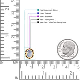 Oval 9.6mm Radiant Halo Stud Earring Lab Created Opal 925 Sterling Silver