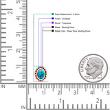 Oval 9.6mm Radiant Halo Stud Earring Lab Created Opal 925 Sterling Silver