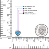 Heart Shaped Earring 8mm Twisted Rope Created Opal 925 Sterling Silver