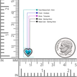 Heart Shaped Earring 8mm Twisted Rope Created Opal 925 Sterling Silver