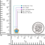 Flower 7.5mm Round Lab Created Opal Floral Stud Earring Oxidized 925 Sterling Silver