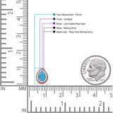 Pear Teardrop Twisted Rope Lab Created Opal Stud Earring Oxidized 925 Sterling Silver