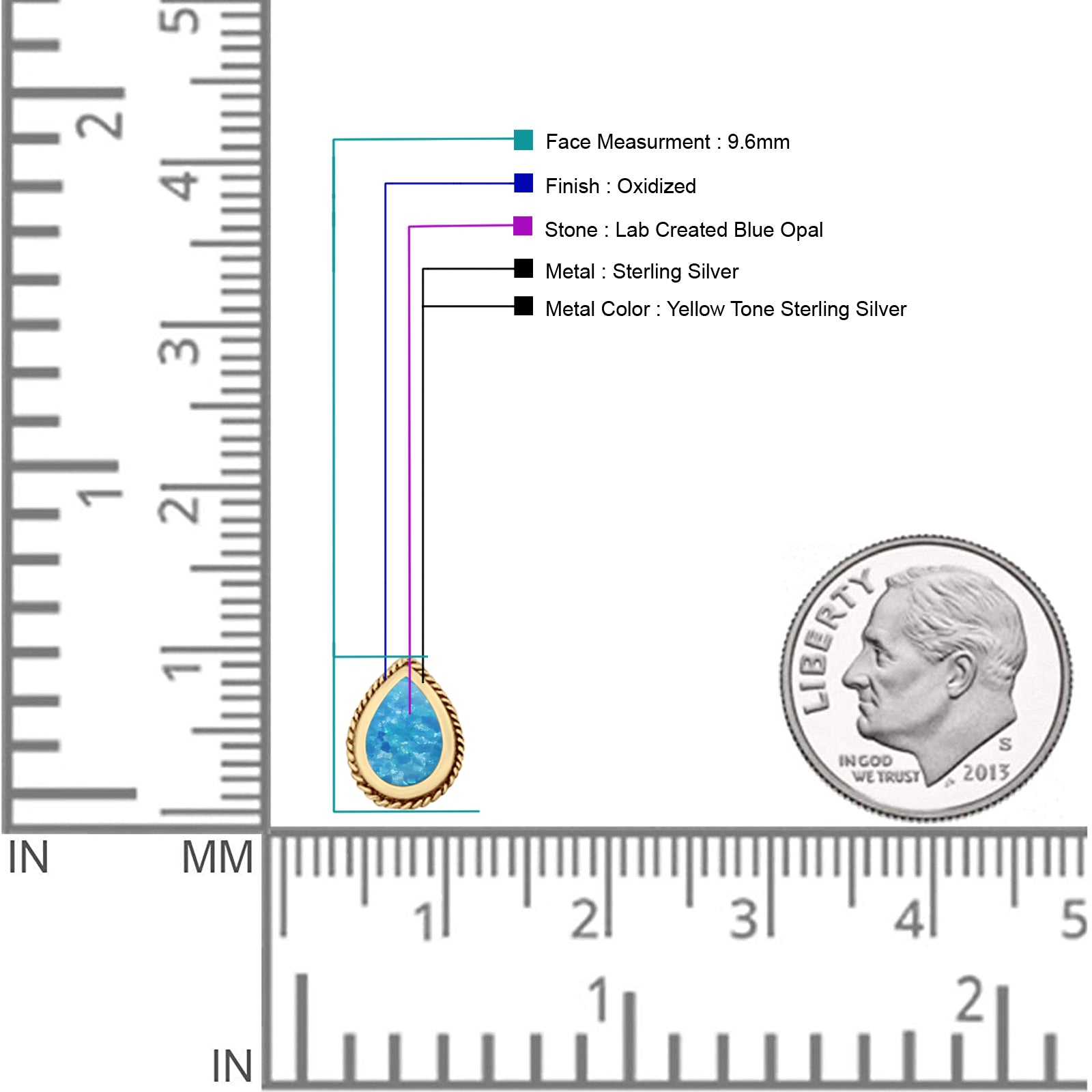 Pear Teardrop Twisted Rope Lab Created Opal Stud Earring Oxidized 925 Sterling Silver