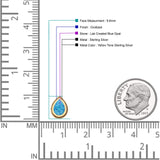 Pear Teardrop Twisted Rope Lab Created Opal Stud Earring Oxidized 925 Sterling Silver