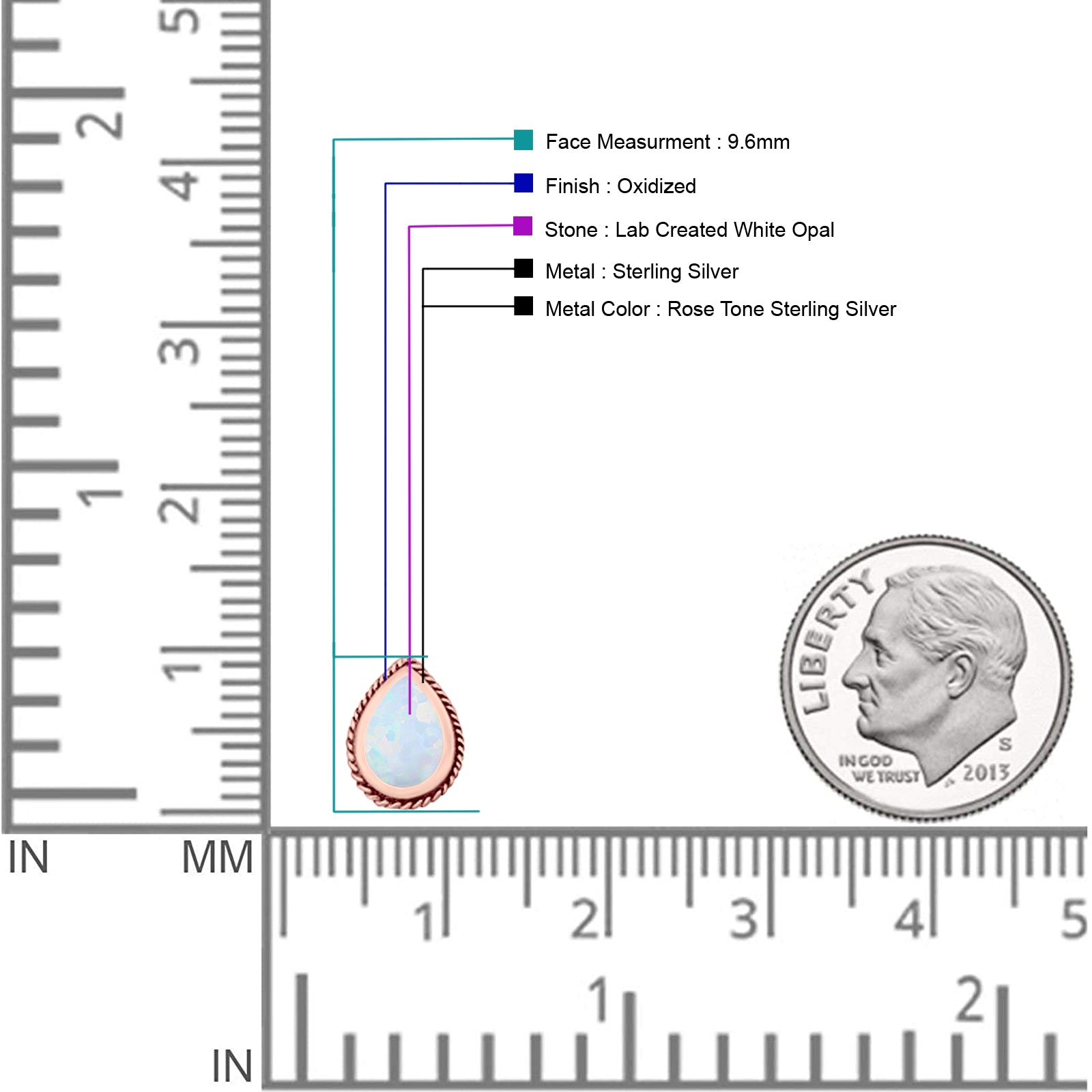 Pear Teardrop Twisted Rope Lab Created Opal Stud Earring Oxidized 925 Sterling Silver