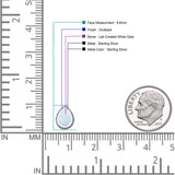 Pear Teardrop Twisted Rope Lab Created Opal Stud Earring Oxidized 925 Sterling Silver