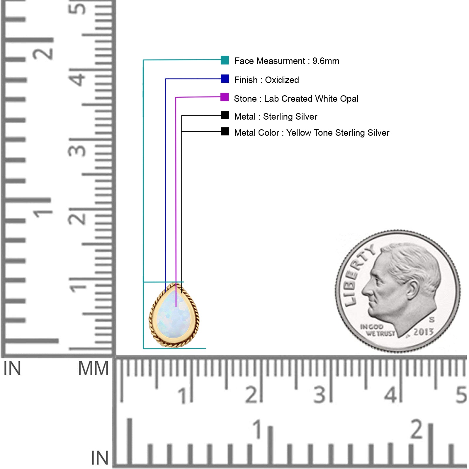 Pear Teardrop Twisted Rope Lab Created Opal Stud Earring Oxidized 925 Sterling Silver
